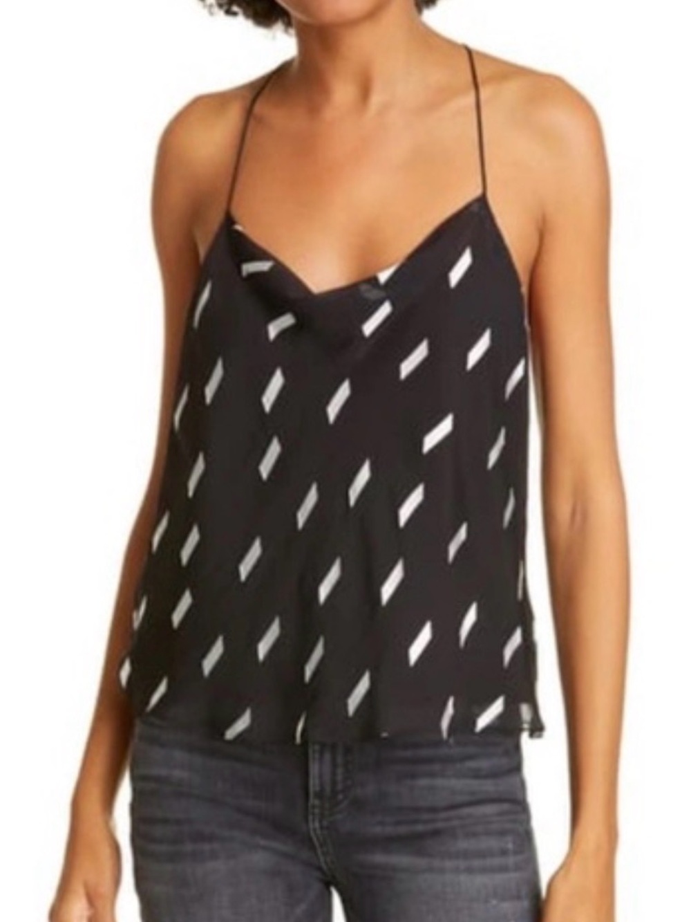 Alice + Olivia silk double lining black and silver top Size L